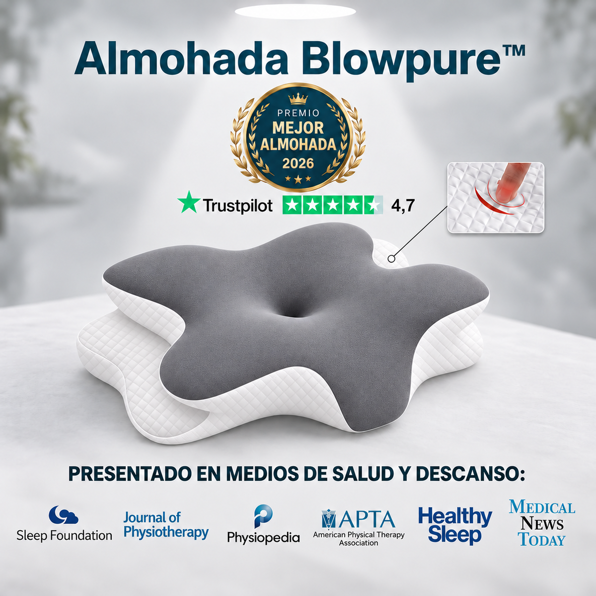 Almohada cervical viscoelástica diseño mariposa Cervistar