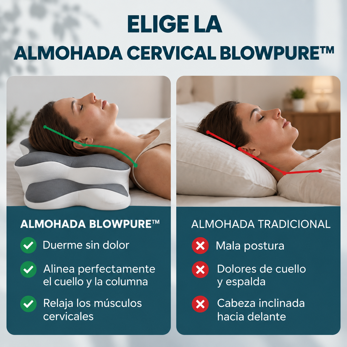 Almohada cervical viscoelástica diseño mariposa Cervistar